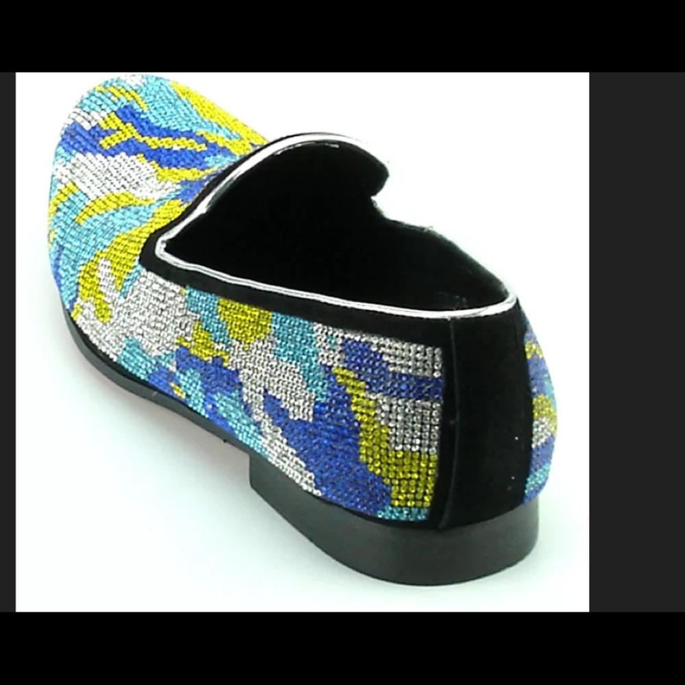Fiesso Men’s Camouflage Rhinestone Loafers sz 10